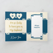 Golden 50ste verjaardag blije jaren blauwe crème kaart (Binnen)