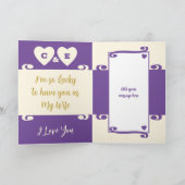 Golden 50ste verjaardag blije jaren paarse crème kaart (Binnen)