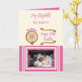 Golden 50ste verjaardag blije jaren roze crème kaart (Gele Bloem)