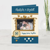 Golden 50ste verjaardag: foto's blauw kaart (Voorkant)