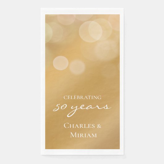 Golden 50th Bruiloft Jubileum Feestservetten Servet (Voorkant)