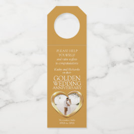 Golden 50th bruiloft Jubileum foto hart Flessenhanger