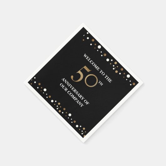 Golden 50th Company Jubileum Confetti Gold Servet (Hoek)