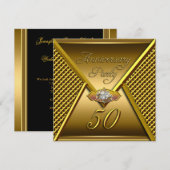 Golden 50th Jubileum Elegant Wedding Gold Kaart (Voorkant / Achterkant)