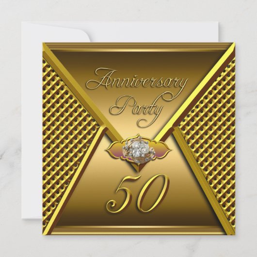 Golden 50th Jubileum Elegant Wedding Gold Kaart (Voorkant)
