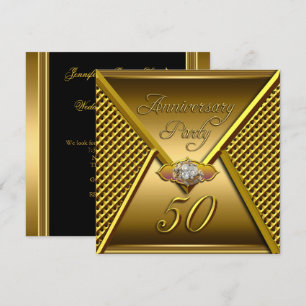 Golden 50th Jubileum Elegant Wedding Gold Kaart