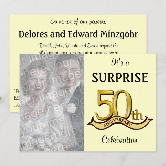 Golden (50th) Jubileum Feestuitnodigingen Kaart (Voorkant / Achterkant)