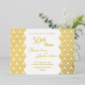 Golden 50th Jubileum Folie Invitation Folie Uitnodiging (Staand Voorkant)