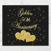 Golden 50th Jubileum gepersonaliseerde wijnlabels Sparkling Wijnetiket (Enkel label)