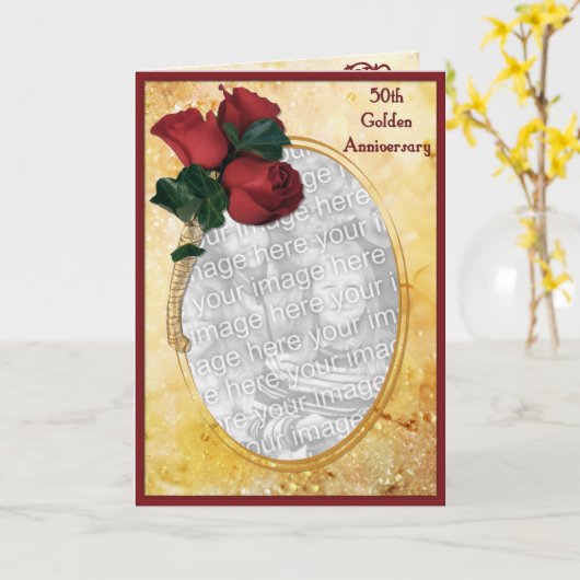 Golden 50th Jubileum Kaart (Gele Bloem)