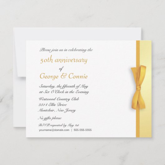 Golden 50th Jubileum Party-uitnodigingen Kaart (Achterkant)
