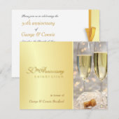 Golden 50th Jubileum Party-uitnodigingen Kaart (Voorkant / Achterkant)