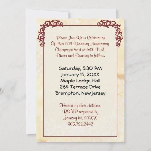 Golden 50th Jubileum Save The Date (Achterkant)