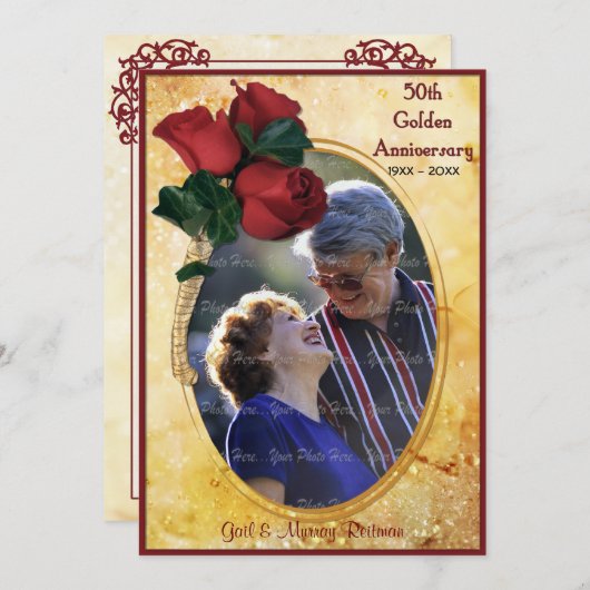 Golden 50th Jubileum Save The Date (Voorkant / Achterkant)