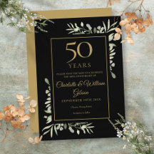 Golden 50th Jubileum Save the Date Greenery