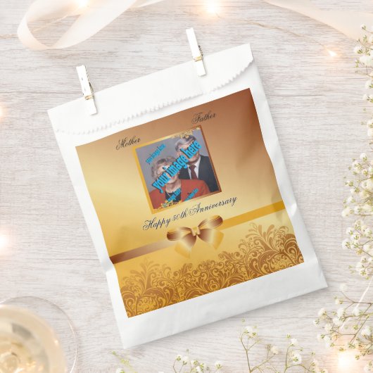 Golden 50th Jubileum Wedding Photo Template Bedankzakje (Geknipt)