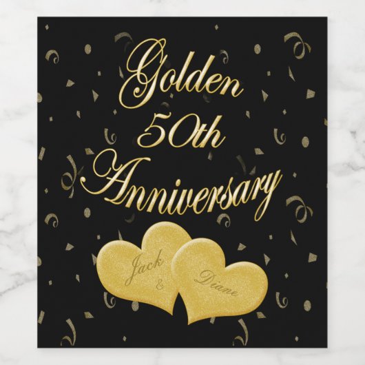 Golden 50th Jubileum Wijnflesetiketten Wijn Etiket (Enkel label)