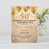 Golden 50th Wedding Anniversary  Kaart (Staand voorkant)