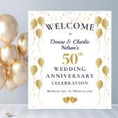 Golden 50th Wedding Anniversary Party Banner Wandkleed