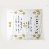 Golden 50th Wedding Anniversary Party Banner Wandkleed (Voorkant (horizontaal))