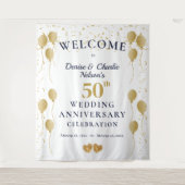 Golden 50th Wedding Anniversary Party Banner Wandkleed (Voorkant)