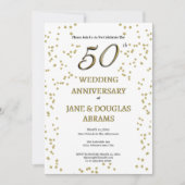 Golden 50th Wedding Anniversary Party Invitation Kaart (Voorkant)