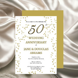 Golden 50th Wedding Anniversary Party Invitation Kaart