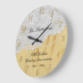 Golden 50th Wedding Anniversary Satin Lace Grote Klok (Hoek)