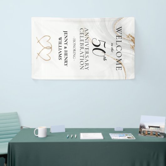 Golden 50th Wedding Jubileum Celebration Spandoek (Beurs)