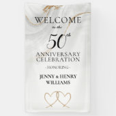 Golden 50th Wedding Jubileum Celebration Spandoek (Verticaal)