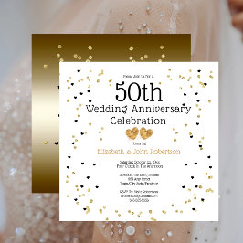 Golden 50th Wedding Jubileum Confetti Gold Kaart