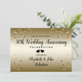 Golden 50th Wedding Jubileum Confetti Kaart (Staand voorkant)