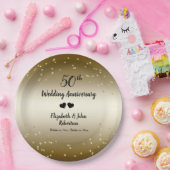 Golden 50th Wedding Jubileum Confetti Papieren Bordje (Feest)