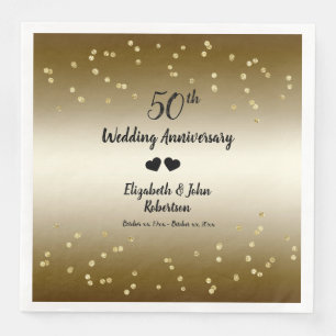 Golden 50th Wedding Jubileum Confetti Servet