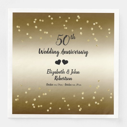 Golden 50th Wedding Jubileum Confetti Servet (Voorkant)