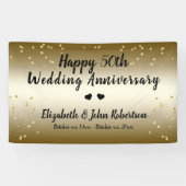 Golden 50th Wedding Jubileum Confetti Spandoek (Horizontaal)