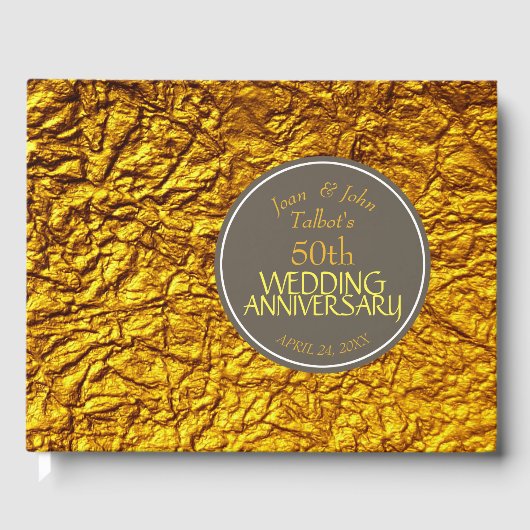 Golden 50th Wedding Jubileum Custom Guest Book Gastenboek (Voorkant)