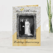 Golden 50th Wedding Jubileum Elegant Kaart (Voorkant)