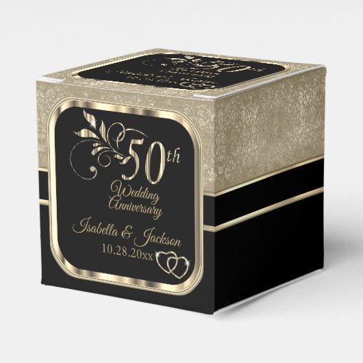 Golden 50th Wedding Jubileum Favor Box Bedankdoosjes (Voorkant Zijde)