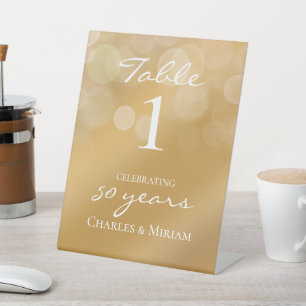Golden 50th Wedding Jubileum Feesttafel Teken Reclamebord Met Voetstuk