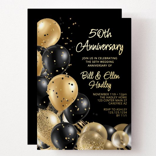 Golden 50th Wedding Jubileum Folie Uitnodiging