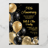 Golden 50th Wedding Jubileum Folie Uitnodiging (Voorkant)