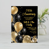 Golden 50th Wedding Jubileum Folie Uitnodiging (Staand Voorkant)