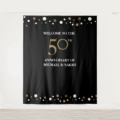 Golden 50th WEDDING Jubileum Foto achtergrond Wandkleed (Voorkant)