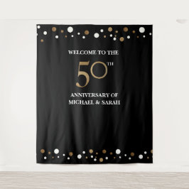 Golden 50th WEDDING Jubileum Foto achtergrond Wandkleed