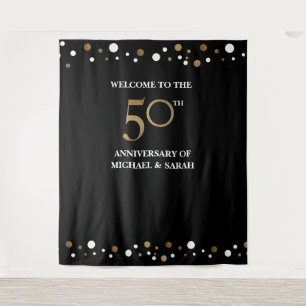 Golden 50th WEDDING Jubileum Foto achtergrond Wandkleed