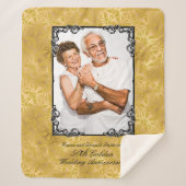 Golden 50th Wedding Jubileum Foto Monogram Ze Sherpa Deken (Voorkant)