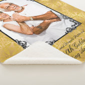 Golden 50th Wedding Jubileum Foto Monogram Ze Sherpa Deken (3/4)