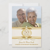 Golden 50th Wedding Jubileum Foto nodigt uit Kaart (Voorkant)