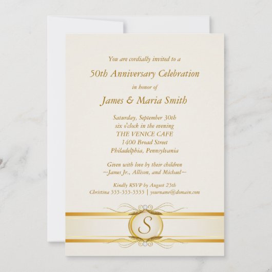 Golden 50th Wedding Jubileum Foto nodigt uit Kaart (Achterkant)